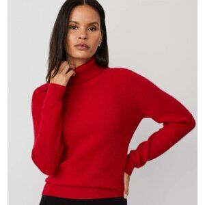 Ann Taylor 100% Cashmere Turtleneck Sweater Sz Medium Red Soft Cozycore Pullover